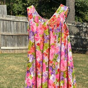 NOS 1960s Vintage Intime FULL Floral Nylon Nightgown Gown USA Made All Size